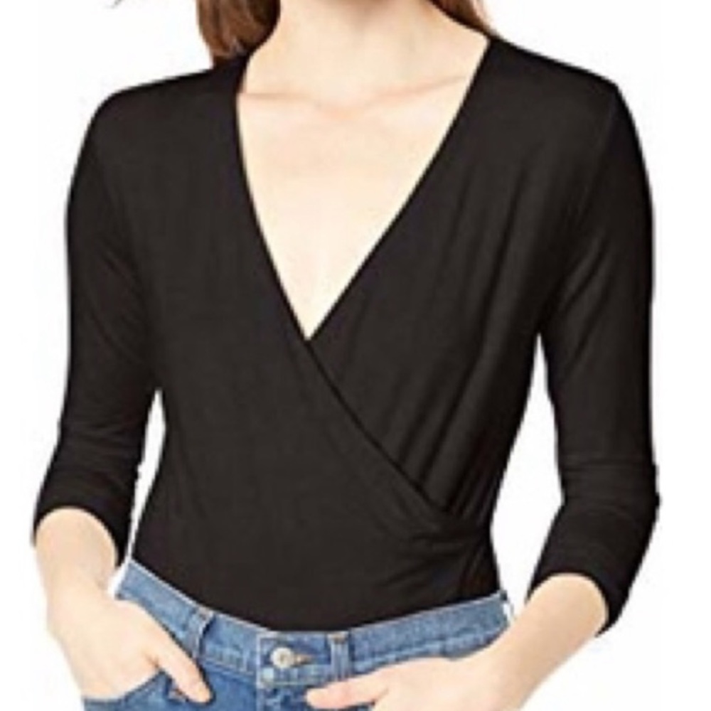 j crew black wrap bodysuit